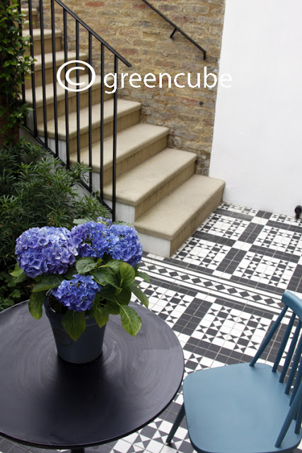 A basement seating area catches the afternoon sun
