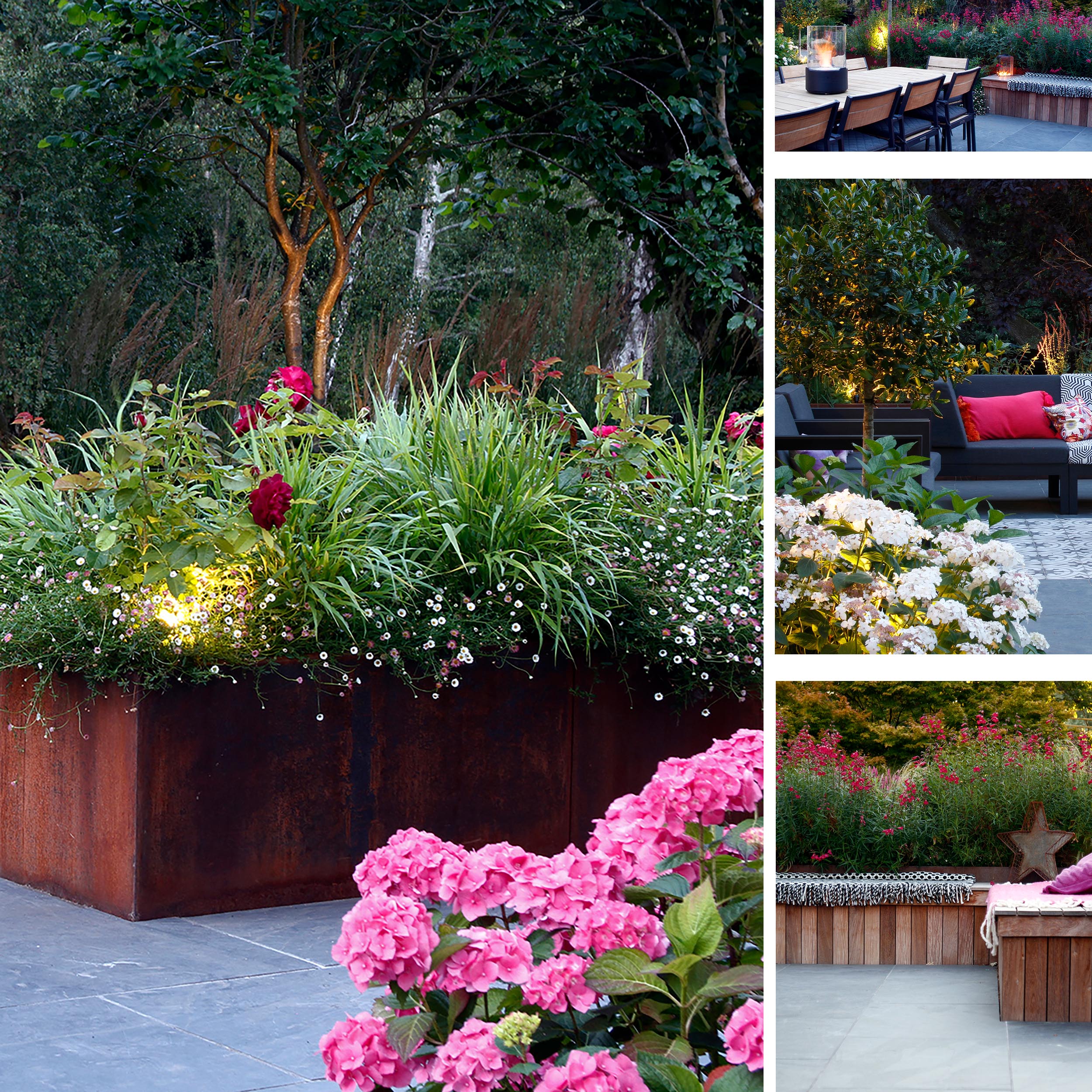 A multi-level, multi-zoned modern garden design in Sundridge Kent